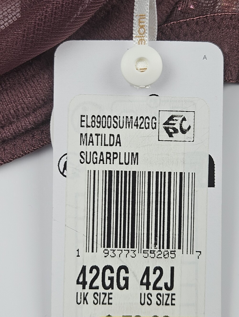 Elomi Matilda Sugerplum Plunge Mesh  Sheer Underwire Bra NWT Size 42J - Picture 13 of 15